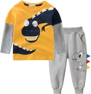 👕 deekey little boys long sleeve tee shirts tops and jogger pants set - 2 piece playwear kids clothes sweatshirt logo