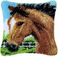 mladen latch hook kit: diy crochet yarn kit for adults and kids - horse pillow cover 17x17 inch logo