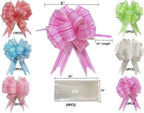 img 2 attached to 🎁 Christmas Pull Bows Gift Wrap Set - 18PCS 5-inch with 6PCS Gift Bags, Ribbon Bows for Presents, Bouquets, Baskets, Weddings, Xmas Tree Decorations (18pcs 5'' Pull Bows + 6pcs Bags)