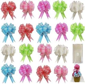 img 4 attached to 🎁 Christmas Pull Bows Gift Wrap Set - 18PCS 5-inch with 6PCS Gift Bags, Ribbon Bows for Presents, Bouquets, Baskets, Weddings, Xmas Tree Decorations (18pcs 5'' Pull Bows + 6pcs Bags)