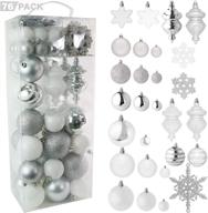 🎄 rn'd christmas snowflake ball ornaments set - 76 white & silver christmas hanging snowflake and ball ornaments with hooks логотип