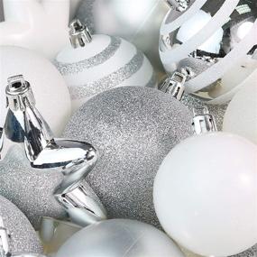 img 3 attached to 🎄 RN'D Christmas Snowflake Ball Ornaments Set - 76 White & Silver Christmas Hanging Snowflake and Ball Ornaments with Hooks