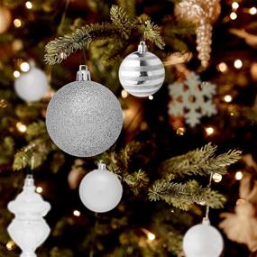 img 2 attached to 🎄 RN'D Christmas Snowflake Ball Ornaments Set - 76 White & Silver Christmas Hanging Snowflake and Ball Ornaments with Hooks