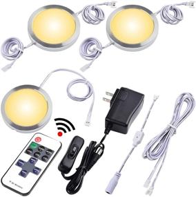 img 4 attached to 🔦 Lvyinyin Under Cabinet LED Lights Kit: Wireless RF Remote Control Dimmable, Linkable Connection, UL Wall Plug Adapter, 3 Puck Lights Set - Warm White, White Cable for Kitchen Counter & Closet Lighting