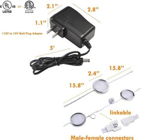 img 3 attached to 🔦 Lvyinyin Under Cabinet LED Lights Kit: Wireless RF Remote Control Dimmable, Linkable Connection, UL Wall Plug Adapter, 3 Puck Lights Set - Warm White, White Cable for Kitchen Counter & Closet Lighting