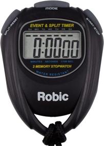 img 4 attached to ⌚ Robic 67982 SC-539 Water Resistant Stopwatch: Event and Split Time Tracking with 2 Memory, Black Edition