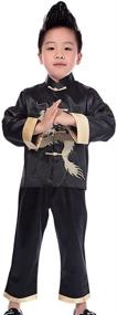 img 1 attached to 🐉 Sleek Satin Dragon Tangzhuang Chinese Kungfu Suit - Adorable Treasure Box for Boys