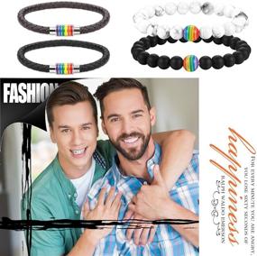 img 3 attached to Cupimatch LGBT Rainbow Braided Leather Bracelets: Stylish Pride Bangle Set for Gay & Lesbian Relationships