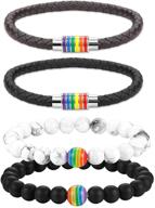 cupimatch lgbt rainbow braided leather bracelets: stylish pride bangle set for gay & lesbian relationships logo