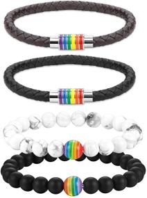 img 4 attached to Cupimatch LGBT Rainbow Braided Leather Bracelets: Stylish Pride Bangle Set for Gay & Lesbian Relationships