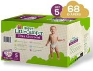 happy little camper natural diapers, size 5 (+27lbs) - aloe-infused, ultra-absorbent cotton diapers for sensitive skin - hypoallergenic, fragrance free - 68 count logo