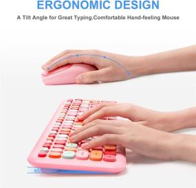 img 1 attached to 🖥️ Dedeo Wireless Keyboard and Mouse Combo - 2.4G USB Ergonomic Full Size Keyboard with Numeric Keypad and Optical Mice Set for PC, Laptop, Desktop - Sweet Mixed Color Cute Design