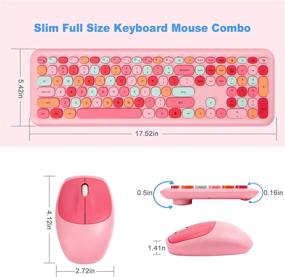 img 3 attached to 🖥️ Dedeo Wireless Keyboard and Mouse Combo - 2.4G USB Ergonomic Full Size Keyboard with Numeric Keypad and Optical Mice Set for PC, Laptop, Desktop - Sweet Mixed Color Cute Design