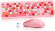 🖥️ dedeo wireless keyboard and mouse combo - 2.4g usb ergonomic full size keyboard with numeric keypad and optical mice set for pc, laptop, desktop - sweet mixed color cute design logo