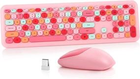 img 4 attached to 🖥️ Dedeo Wireless Keyboard and Mouse Combo - 2.4G USB Ergonomic Full Size Keyboard with Numeric Keypad and Optical Mice Set for PC, Laptop, Desktop - Sweet Mixed Color Cute Design