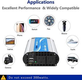 img 2 attached to 🔌 300W Pure Sine Wave Power Inverter: Car Adapter Converts 12V DC to 120V AC for Tablets, Laptops, Smartphones, CPAP - Dual USB, 2 AC Outlets - Compact and Reliable