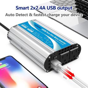 img 1 attached to 🔌 300W Pure Sine Wave Power Inverter: Car Adapter Converts 12V DC to 120V AC for Tablets, Laptops, Smartphones, CPAP - Dual USB, 2 AC Outlets - Compact and Reliable