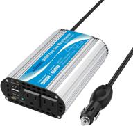 🔌 300w pure sine wave power inverter: car adapter converts 12v dc to 120v ac for tablets, laptops, smartphones, cpap - dual usb, 2 ac outlets - compact and reliable logo