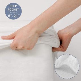 img 1 attached to 🛏️ Leeden Queen Size Waterproof Mattress Protector - Fitted Mattress Pad Cover with Soft, Breathable & Noiseless White Pocket (8-21 in)