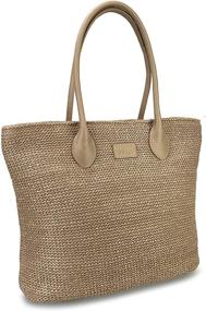 img 3 attached to 👜 Легкая сумка-тоут Hoxis из искусственного соломенного плетения для женщин - сумка на плечо