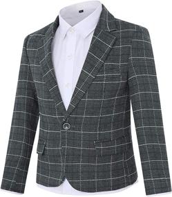 img 3 attached to Plaid Blazer Jacket Formal Wedding Boys' Clothing at Suits & Sport Coats