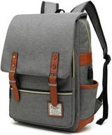 🎒 tlufei slim vintage laptop backpack with usb charging port - suitable for travel, college, school, day trips - fits 15.6 inch macbook - grey logo