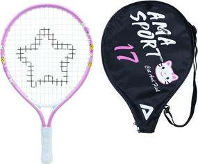 img 4 attached to 🎾 Junior Toddler Starter Kit: Kids Tennis Racket 17-21" in Pink for Girls and Yellow for Boys, with Shoulder Strap Bag made of 420D Nylon