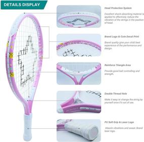 img 2 attached to 🎾 Junior Toddler Starter Kit: Kids Tennis Racket 17-21" in Pink for Girls and Yellow for Boys, with Shoulder Strap Bag made of 420D Nylon