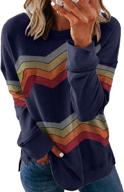 👚 striped soft casual crewneck shirt for women - teen pullover tops logo