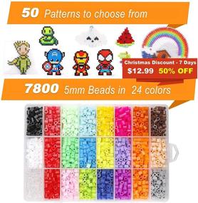 img 3 attached to 🧩 Ultimate Fuse Beads Kit: 7800 pcs, 24 Colors, 5MM for Kids, incl. Ironing Paper, Patterns, Pegboards, and More - Farielyn-X