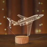 ✈️ 3d illusion lamp: n / a airplane night light, warm colors wooden table lamp for boys, pilot gifts - usb powered логотип