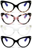 stylish cat eye reading glasses set for women - 4 pairs (1.0-3.5) fashion cute readers logo