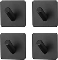 🔗 black stainless steel self adhesive heavy duty wall hooks - waterproof towel hangers for clothes, bags, hats - removable door hooks - 4 pack (s2b) логотип