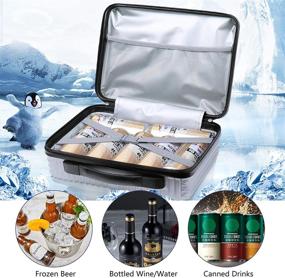 img 2 attached to JIESI Slim Portable Cooler Bag for Beer, Travel and Outdoor Activities - Insulated Iceless Cooler in Silver, 14.2in x 9.8in x 4.7in (L x W x H)