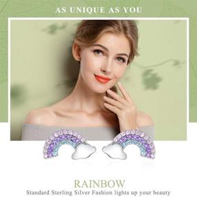 img 3 attached to Hypoallergenic Rainbow Stud Earrings for Teen Girls & Women | S925 Sterling Silver | Cute Christmas Gifts