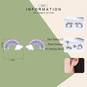 img 2 attached to Hypoallergenic Rainbow Stud Earrings for Teen Girls & Women | S925 Sterling Silver | Cute Christmas Gifts