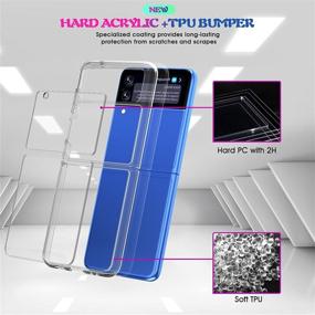 img 1 attached to 📱 SunStory Compatible with Samsung Galaxy Z Flip 3 Clear Case - Slim Thin Crystal Hard PC Bumper Shockproof Anti-Scratch Transparent - 2021 Galaxy Z Flip 3 Case with Film