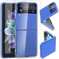 📱 sunstory compatible with samsung galaxy z flip 3 clear case - slim thin crystal hard pc bumper shockproof anti-scratch transparent - 2021 galaxy z flip 3 case with film logo