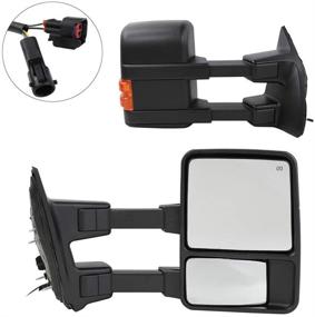 img 4 attached to 🚗 MOTOOS Towing Mirrors Replacement for 99-07 Ford F250 F350 F450 F550 Super Duty Tow Mirrors Power Heated w/ Signal Light Both Driver & Passenger Side Mirrors