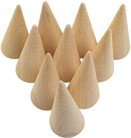 img 4 attached to AUEAR, 10 Pcs Wood Cone 🌳 Ring Holder: Natural Tilted Shaped Jewelry Display Stands