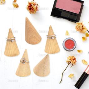 img 3 attached to AUEAR, 10 Pcs Wood Cone 🌳 Ring Holder: Natural Tilted Shaped Jewelry Display Stands