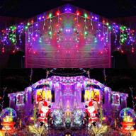 🎄 toodour icicle christmas lights, 432 led 35.4ft 8 modes with 72 drops, window curtain fairy lights, twinkle icicle string lights for christmas, party, holiday decor (multicolor) логотип