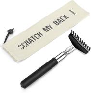 🖤 black extendable back scratcher tool - oversized metal stainless steel telescoping back scratcher with gift carrying bag logo
