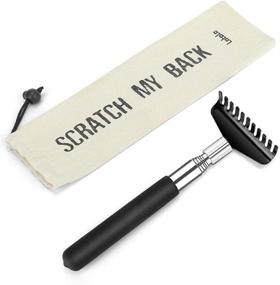 img 4 attached to 🖤 Black Extendable Back Scratcher Tool - Oversized Metal Stainless Steel Telescoping Back Scratcher with Gift Carrying Bag