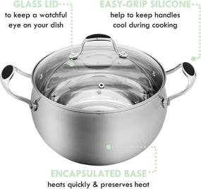 img 3 attached to 🍲 ELITRA Premium Stainless Steel Casserole Pot with Glass Lid - Suitable for All Stovetops - 7 QT - Silver (180101)