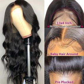 img 1 attached to 🏾 Lace Front Wigs Human Hair for Black Women - Brazilian 13×4 Viennois Body Wave Pre Plucked Lace Front Wigs with Baby Hair - 150% Density, Natural Hairline Wigs (14inch)