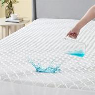 bedsure queen size bamboo waterproof mattress protector - breathable 15 inch deep pocket mattress cover with 3d air fabric - ultra soft mattress pad logo