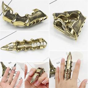 img 2 attached to Adjustable Punk Gothic Claw Knuckle Ring Set - 2-4 Pieces for Women, Men, Girls, Boys, Teens - 💀 Ideal for Halloween Costume, Cosplay, and Parties - Unique Rock Jewelry Gift Accessory with Full Armor and Hinged Joints