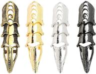 adjustable punk gothic claw knuckle ring set - 2-4 pieces for women, men, girls, boys, teens - 💀 ideal for halloween costume, cosplay, and parties - unique rock jewelry gift accessory with full armor and hinged joints logo