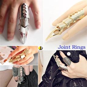 img 3 attached to Adjustable Punk Gothic Claw Knuckle Ring Set - 2-4 Pieces for Women, Men, Girls, Boys, Teens - 💀 Ideal for Halloween Costume, Cosplay, and Parties - Unique Rock Jewelry Gift Accessory with Full Armor and Hinged Joints